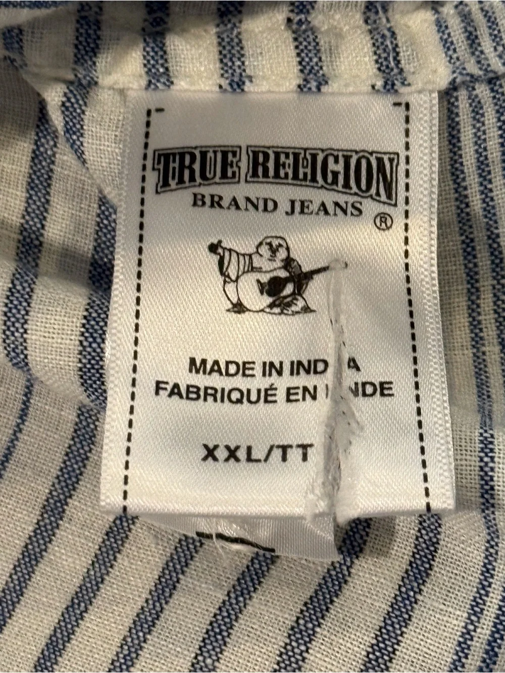 True‎ Religion Linen Cotton Striped Button Up Shirt XXL Coastal Beach Nautical
